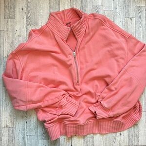 Aerie Pink Quarter-Zip Sweatshirt